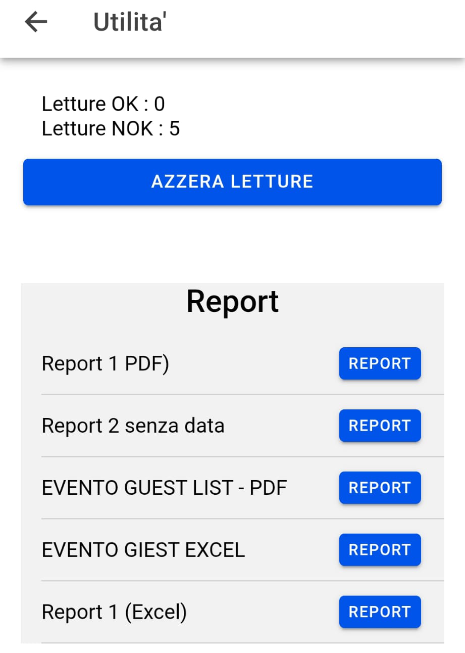 Sezione Utilità con i report