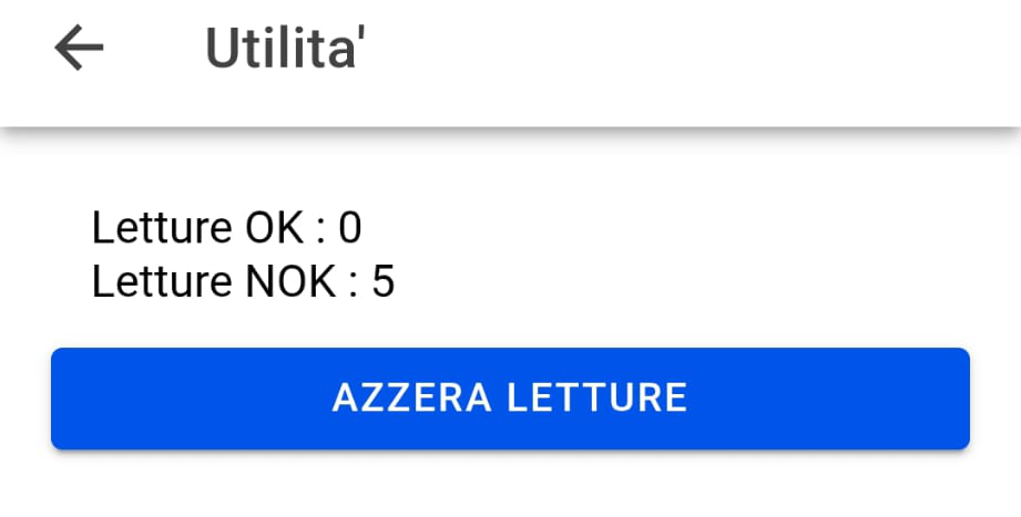Sezione Utilità con azzera letture
